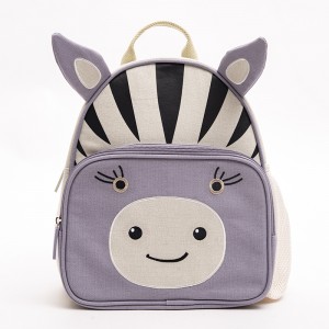 Cartoon animal backpack cute mini canvas bag kindergarten children backpack gray zebra bag