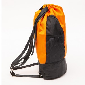 Orange black drawstring backpack sports multifunctional basketball bag wet and dry separation bag