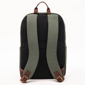 GRS Green Cotton Backpack Casual Backpack Leather Business Backpack Laptop Bag Simple Backpack