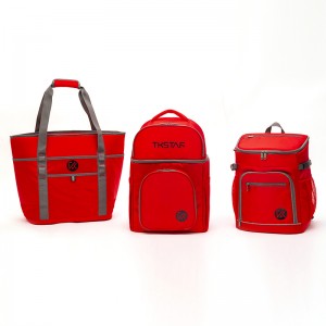 Red multifunctional refrigerated handbag insulated shoulder bag meal delivery backpack large capacity lunch bag series