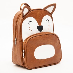 Cartoon Kindergarten Children’s Backpack Cute Animal Design Leather Brown Fox Bag