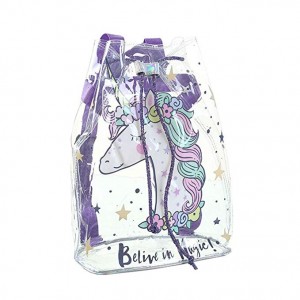 OEM China Leather Handbags Women Bag - Unicorn Young Girls Backpack, Transparent PVC Drawstring Bags Fashion Practical Transparent Shoulders Backpack – Twinkling Star