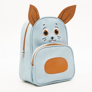 Cartoon Kindergarten Children’s Backpack Cute Animal Design Leather Blue Bunny Bag