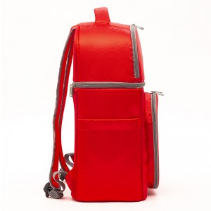 Red thermal insulation backpack simple refrigerated bag large capacity picnic bag multi-compartment lunch bag