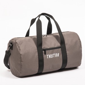 Brown simple travel bag cylindrical duffel bag fitness bag handbag
