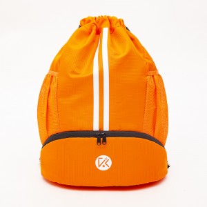 Orange drawstring bag basketball fitness swimming bag dry and wet separation storage bag series