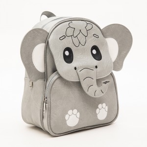 Cartoon Kindergarten Children’s Backpack Cute Animal Design Leather Gray Elephant Bag