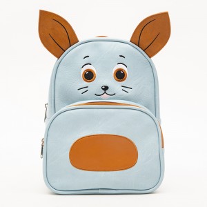 Cartoon Kindergarten Children’s Backpack Cute Animal Design Leather Blue Bunny Bag