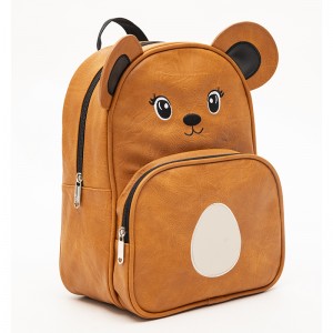 Cartoon Kindergarten Children’s Backpack Cute Animal Design Leather brown bear bag