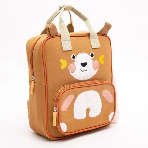 Cartoon animal backpack cute mini canvas bag kindergarten children’s backpack brown red panda bag