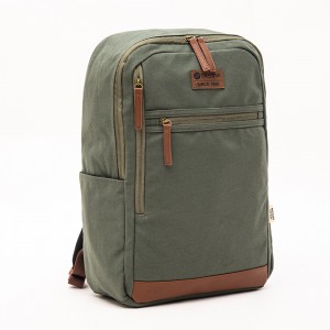 GRS Green Cotton Backpack Casual Backpack Leather Business Backpack Laptop Bag Simple Backpack