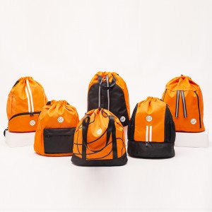 Orange drawstring bag basketball fitness swimming bag dry and wet separation storage bag series