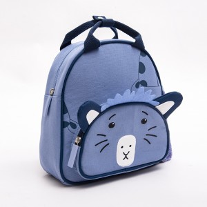 Cartoon animal backpack cute mini canvas bag kindergarten children backpack blue animal bag