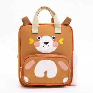 Cartoon animal backpack cute mini canvas bag kindergarten children’s backpack brown red panda bag