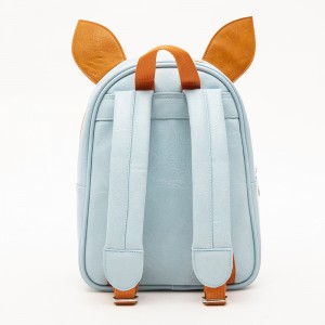 Cartoon Kindergarten Children’s Backpack Cute Animal Design Leather Blue Bunny Bag