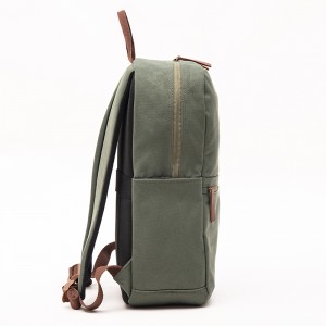 Green GRS Cotton Backpack Business Backpack Casual Backpack Laptop Bag Simple Leather Backpack