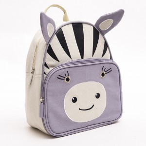 Cartoon animal backpack cute mini canvas bag kindergarten children backpack gray zebra bag