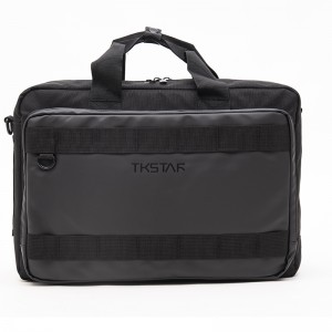 Black multi-compartment laptop bag briefcase anti-theft zipper business backpack