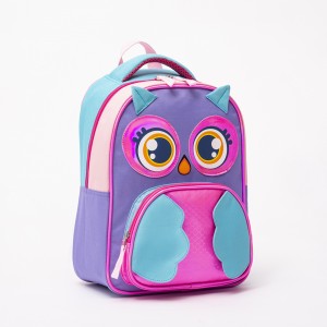 New design cute stereoscopic purple owl kids bag